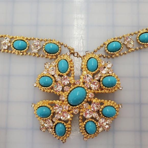 Vintage  KJL   RARE Turquoise Gold Belt/pendent - Picture 1 of 12